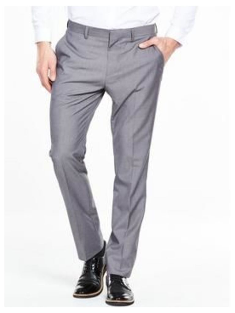 V by Very Slim Trouser, Grey, Size 34, Inside Leg Long, Men