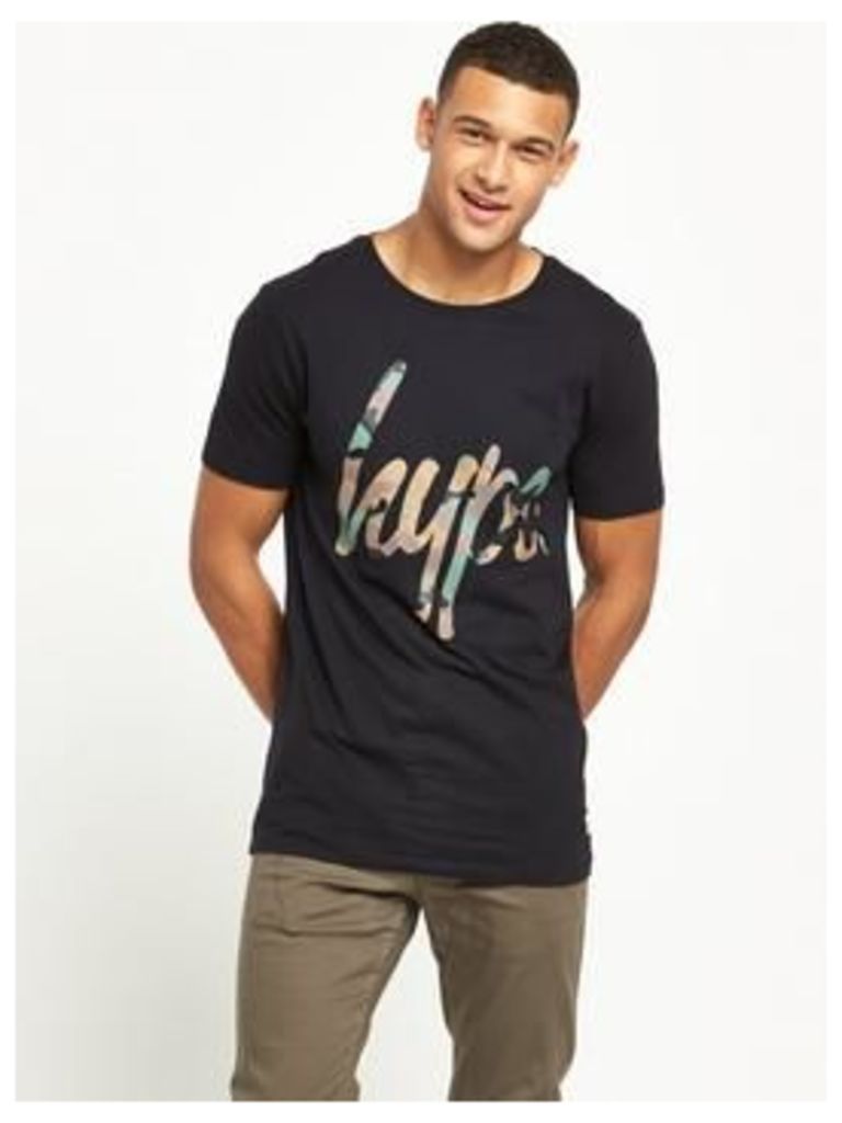Hype Camo script tshirt, Black, Size L, Men