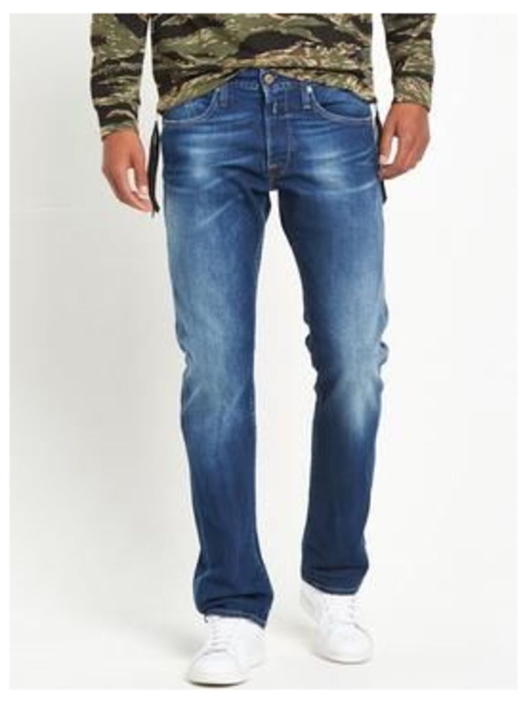 Replay Waitom Regular Slim Fit Jeans, Dark Worn, Size 30, Length Long, Men