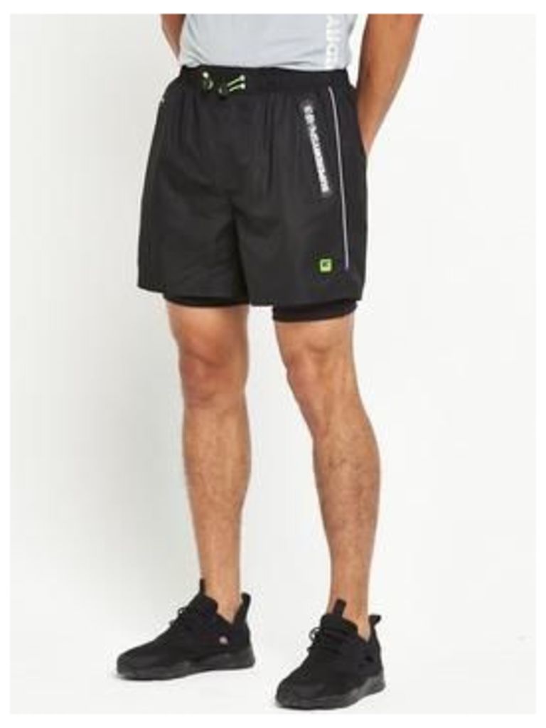 Superdry Sport Active Double Layer Shorts, Black, Size Xs, Men