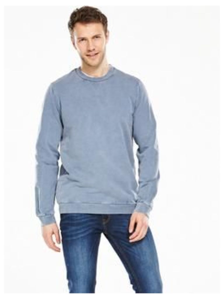 V by Very Garment Wash Sweatshirt, Blue, Size Xs, Men
