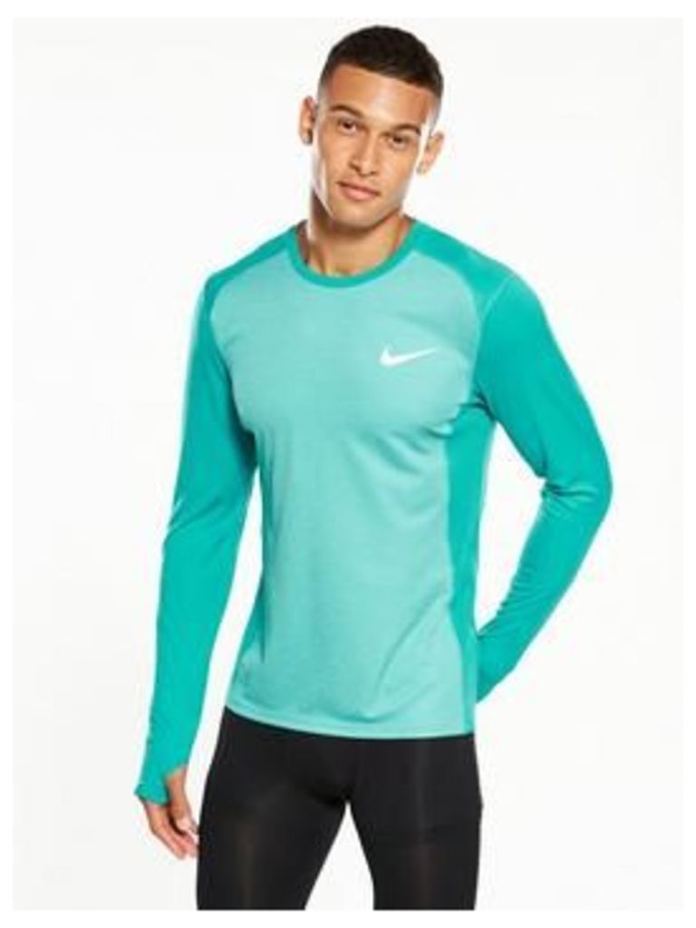 Nike Dry Miler Long Sleeve Top, Aqua, Size 2Xl, Men