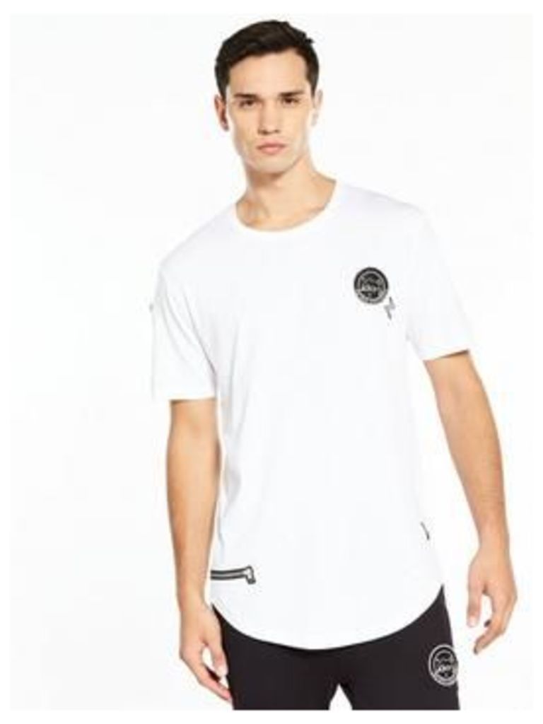 ONLY & SONS Only And Sons Dip Dye Badge Tee, White, Size S, Men