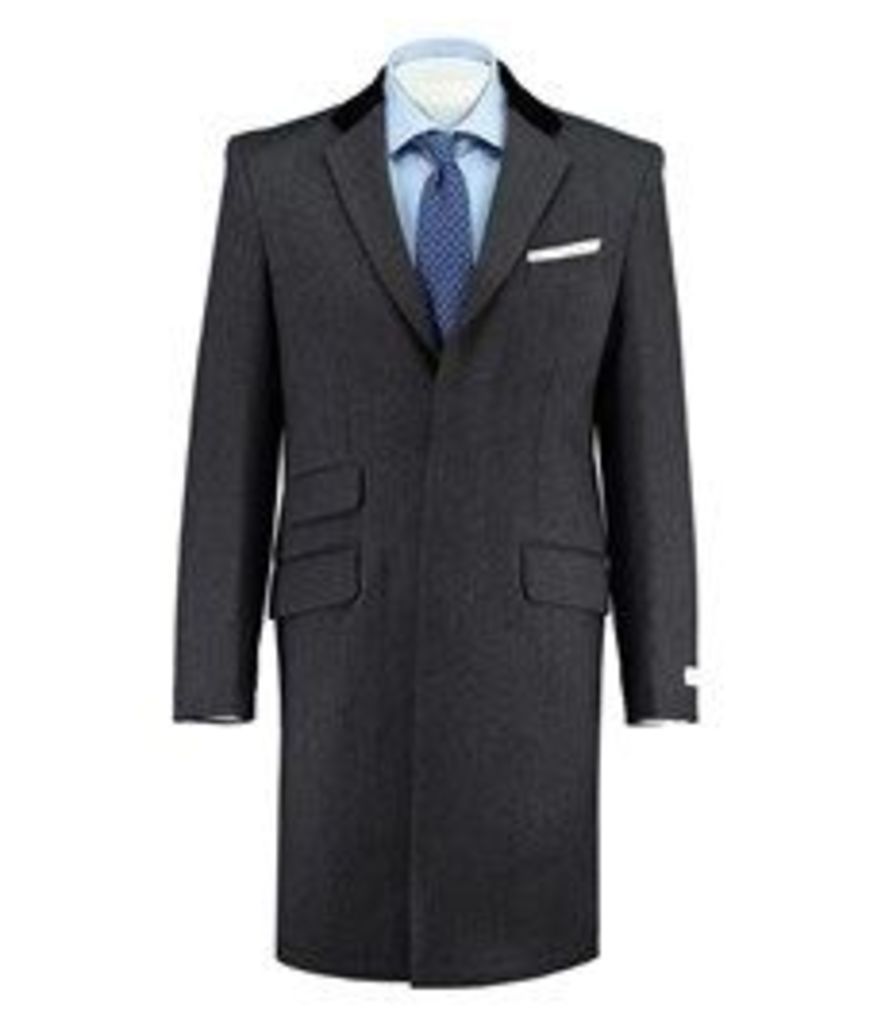 Men's Grey Covert Coat - 100% Wool