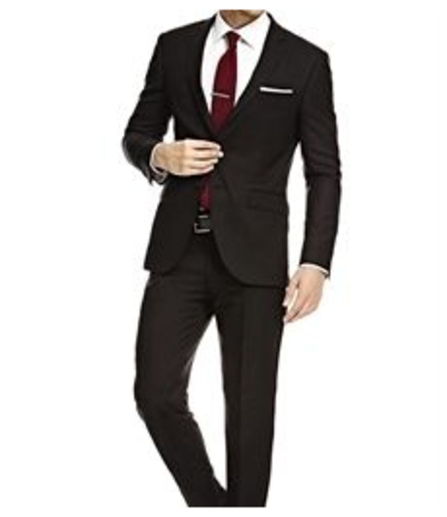 Men's Black Twill Slim Fit Suit - Super 120s Wool
