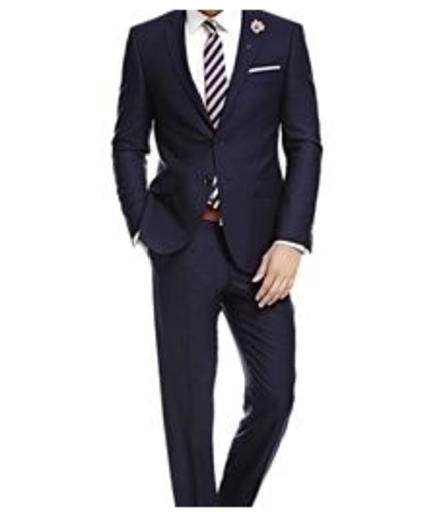 Men's Navy Fine Stripe Slim Fit Suit - Super 120s Wool