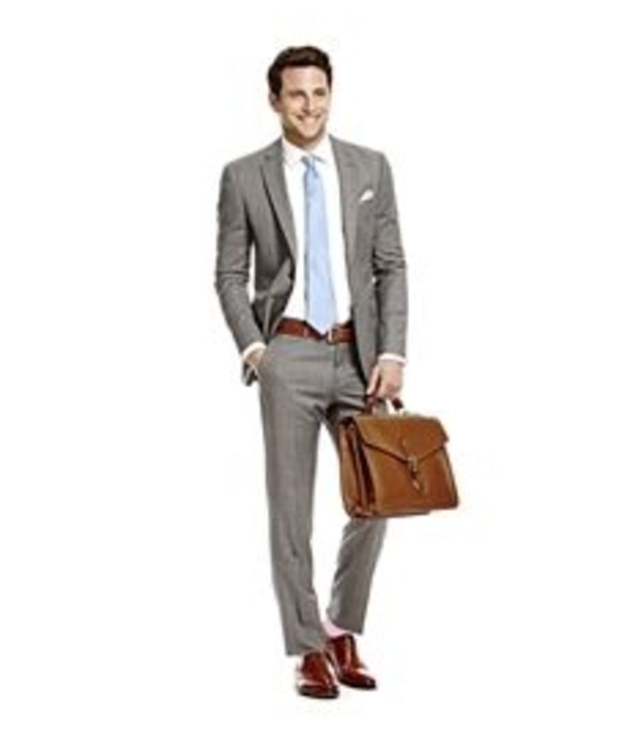Men's Grey & White Windowpane Check Slim Fit Suit - Super 120s Wool