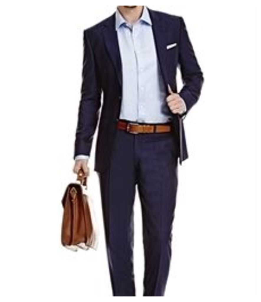 Men's Dark Navy Twill Slim Fit Suit - Super 120s Wool