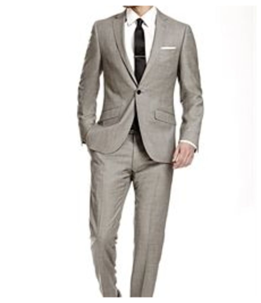 Men's Grey Twill Extra Slim Fit Suit - Super 120s Wool