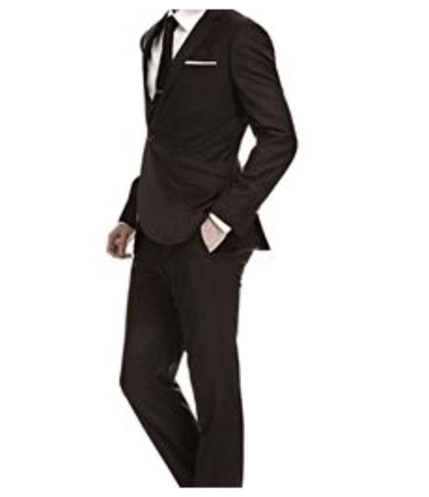 Men's Black Twill Extra Slim Fit Suit - Super 120s Wool