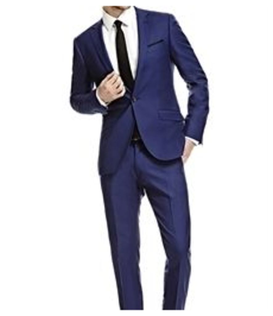 Men's Royal Blue Twill Extra Slim Fit Suit - Super 120s Wool