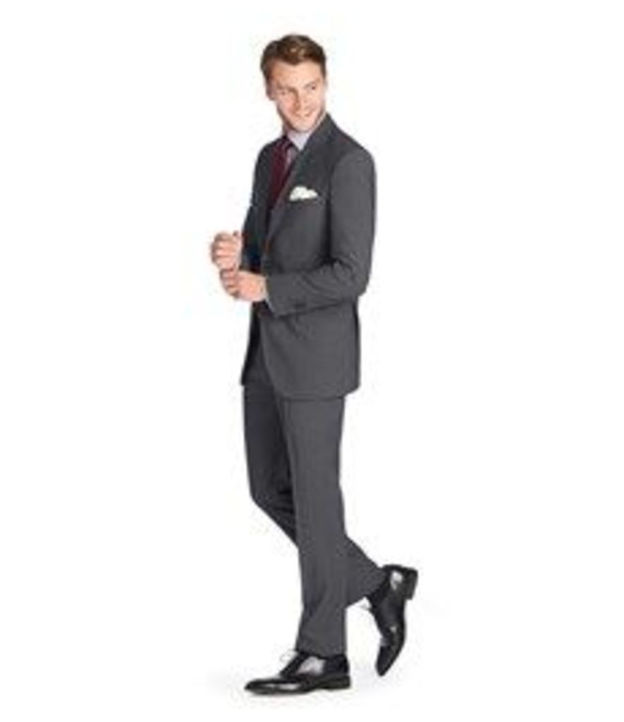 Men's Dark Grey Herringbone Classic Fit Suit - Super 120s Wool