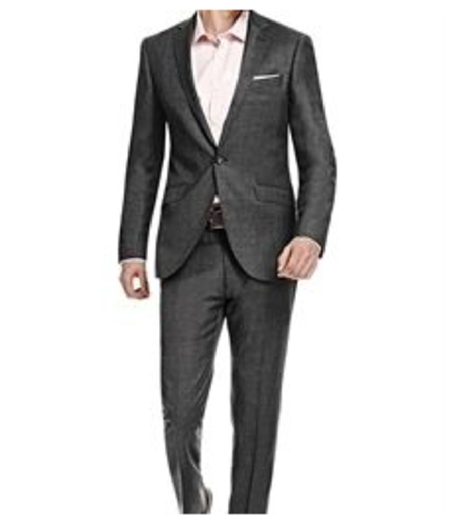 Men's Charcoal Twill Extra Slim Fit Suit - Super 120s Wool
