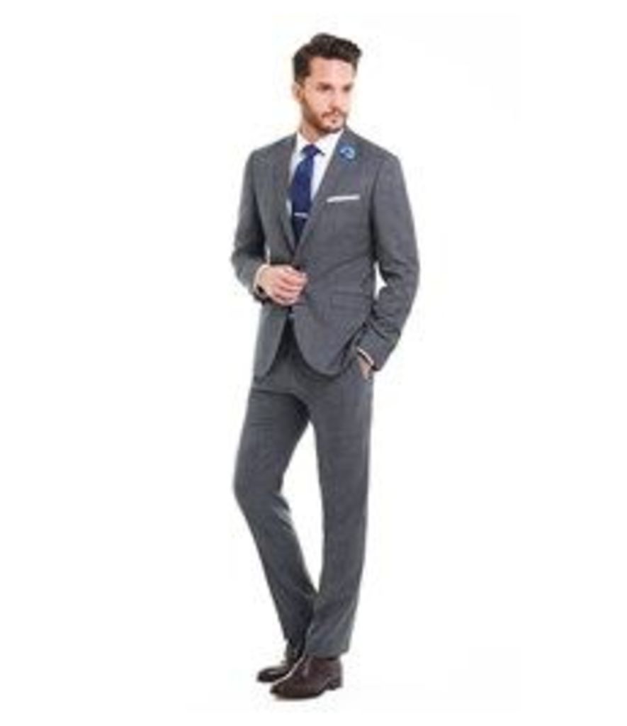 Men's Grey & Navy Prince of Wales Check Extra Slim Fit Suit - Super 120s Wool