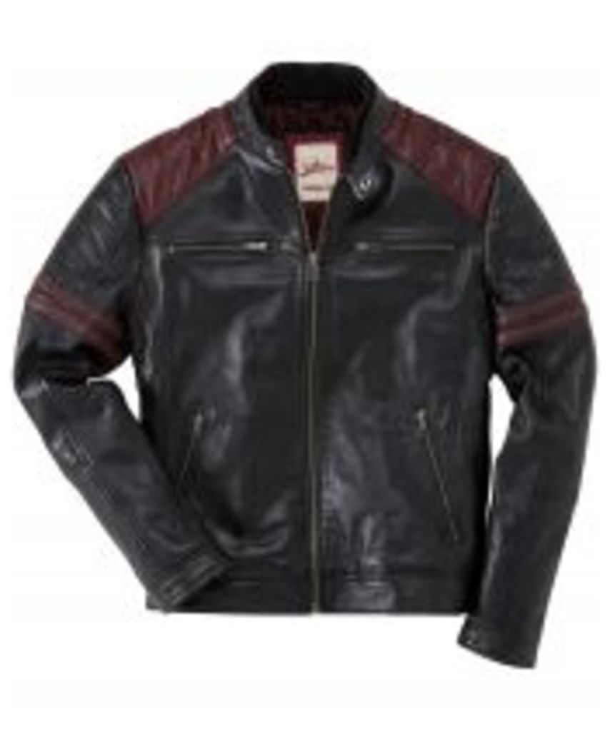 Leather Burnout Biker Jacket