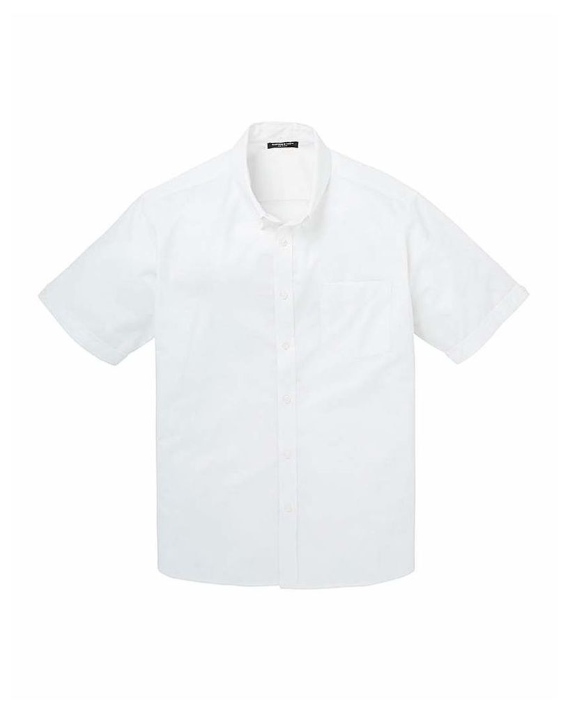 White Short Sleeve Oxford Shirt Long