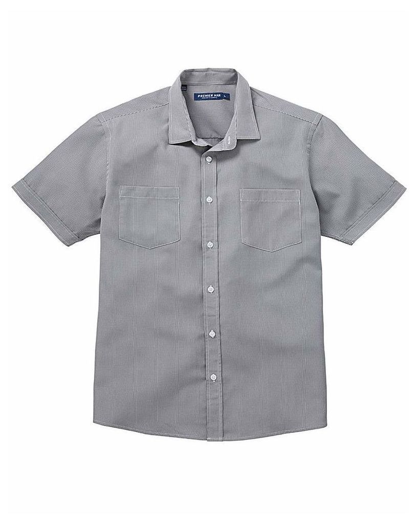 Premier Man Grey S/S Check Shirt R