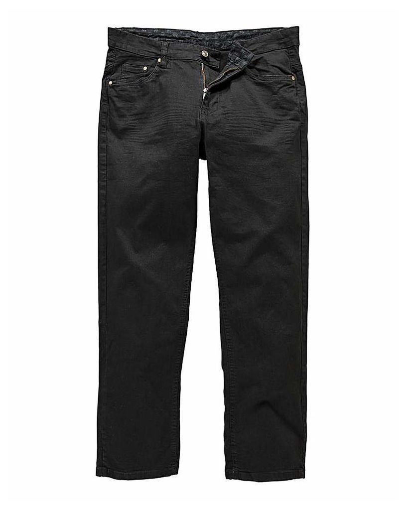 Straight Gaberdine Black Jeans 33 in