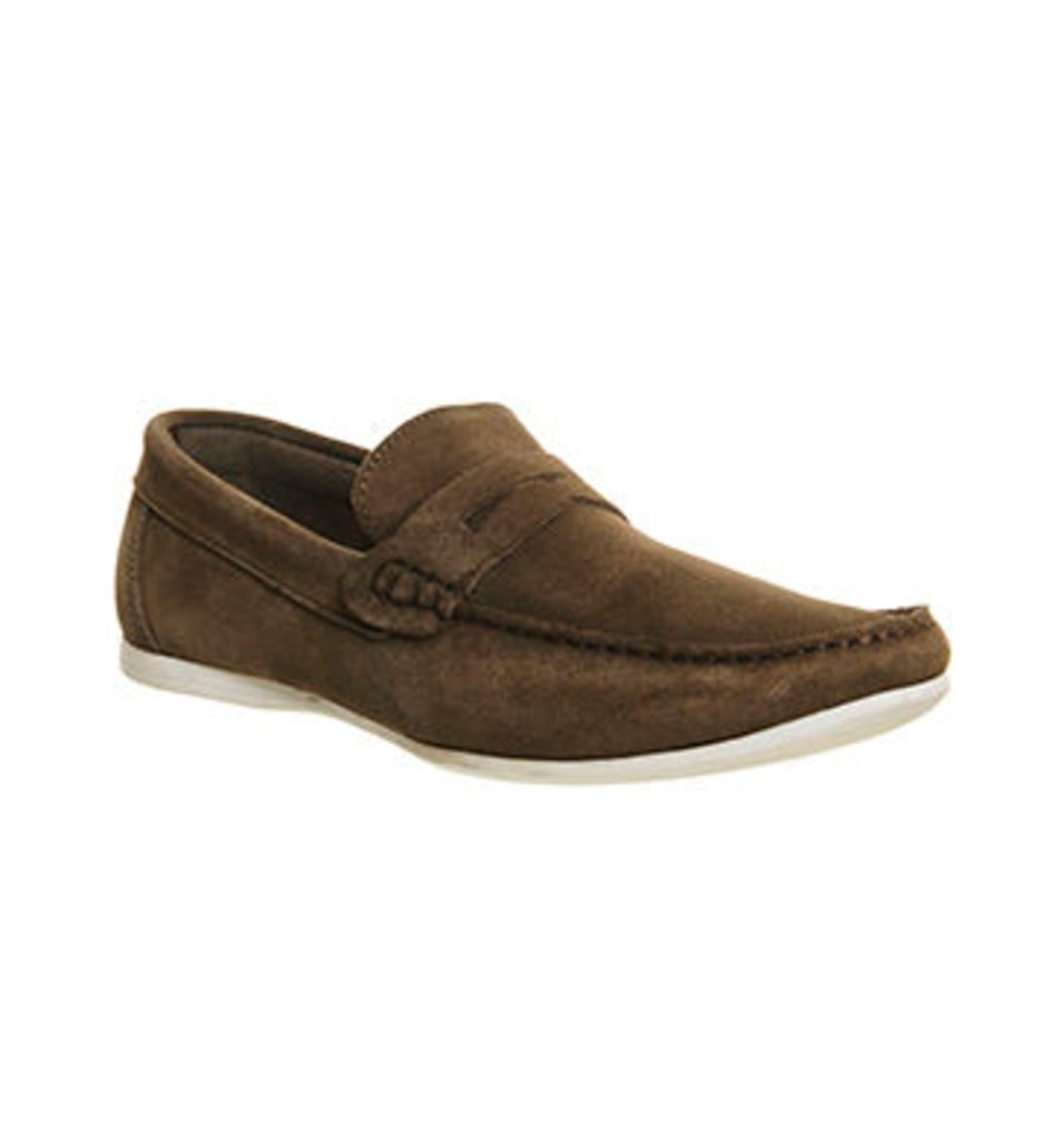 Ask the Missus Orlando Penny Loafer KHAKI SUEDE WHITE SOLE