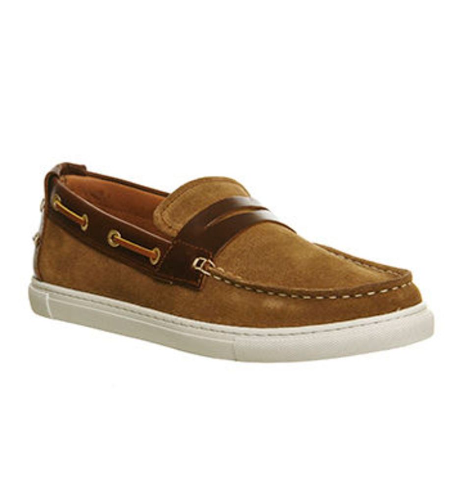 Ask the Missus Dock Boat Slip On RUST SUEDE TAN LEATHER