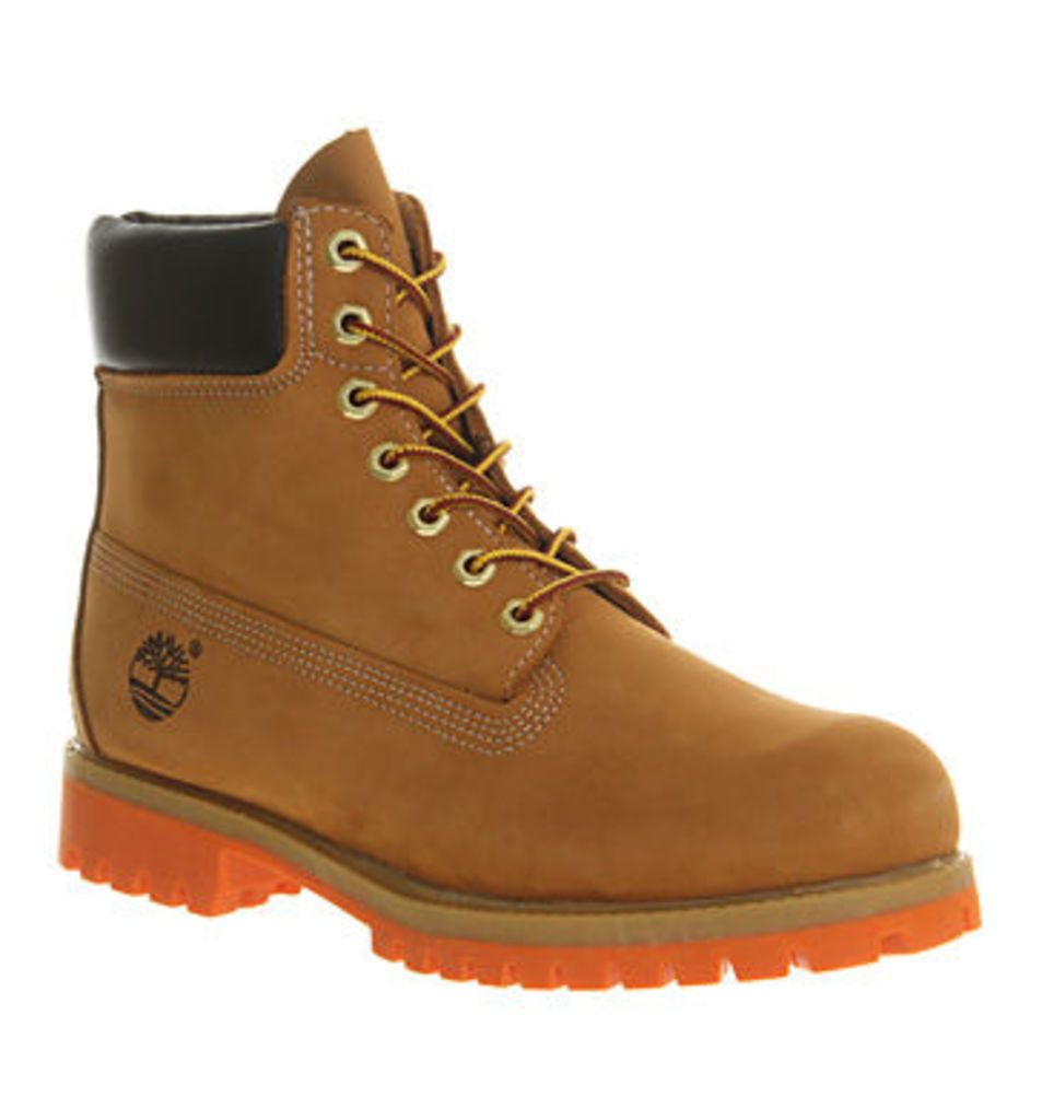 Timberland Exclusive 6 Inch boots WHEAT NUBUCK ORANGE SOLE