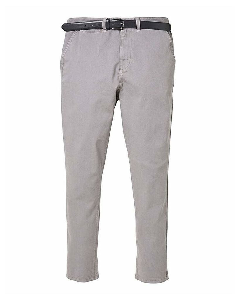 Grey Smart Belted Chinos