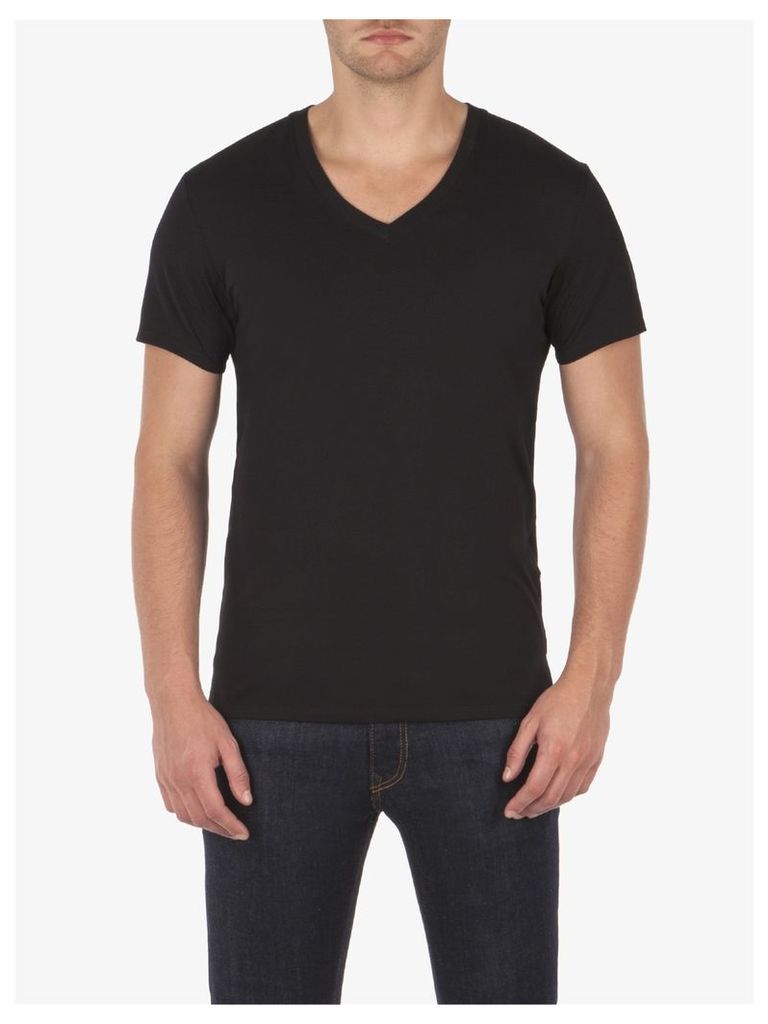 V Neck Short Sleeve T-Shirt Sml True Black