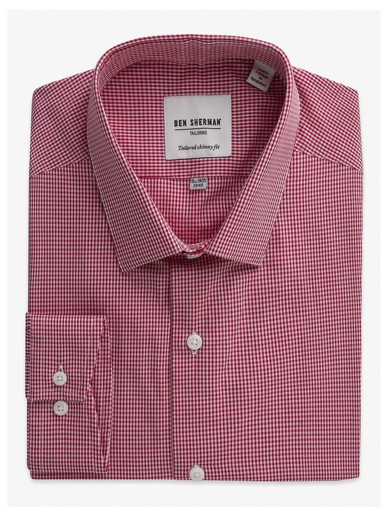Mini Gingham Skinny Fit Shirt 18.5 Letterbox Red