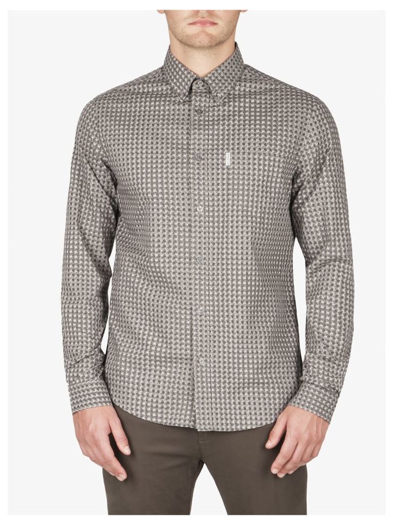 Paisley Gingham Overprint Shirt Sml Graphite Grey
