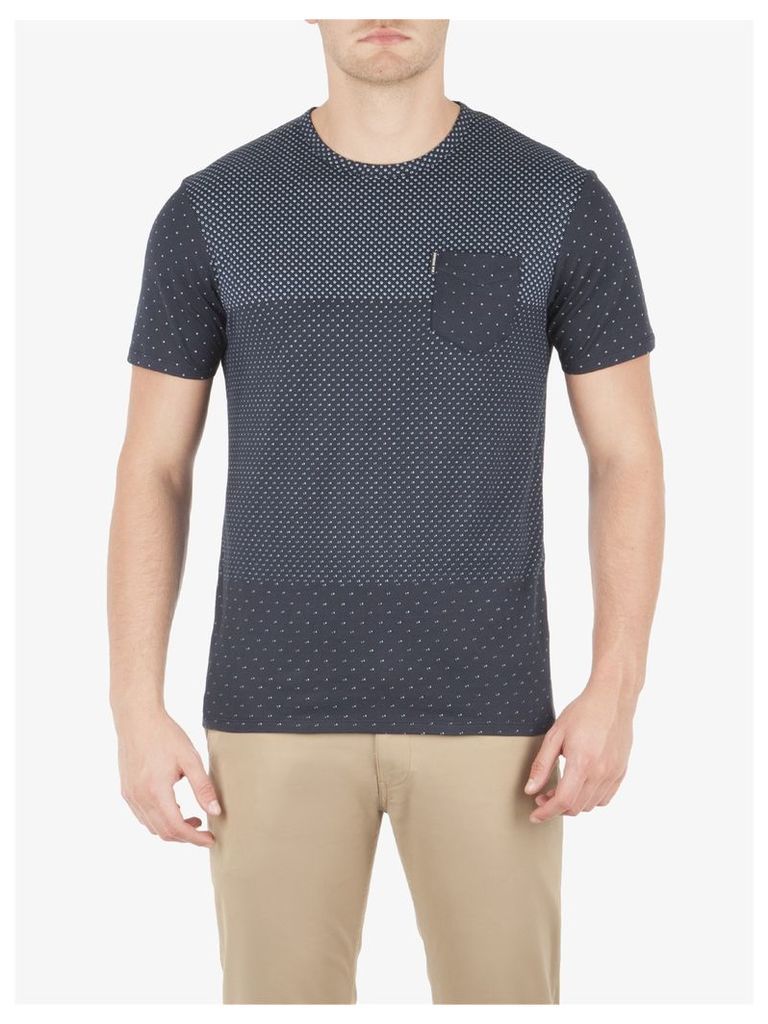 Blocked Micro Print T-Shirt Med Staples Navy