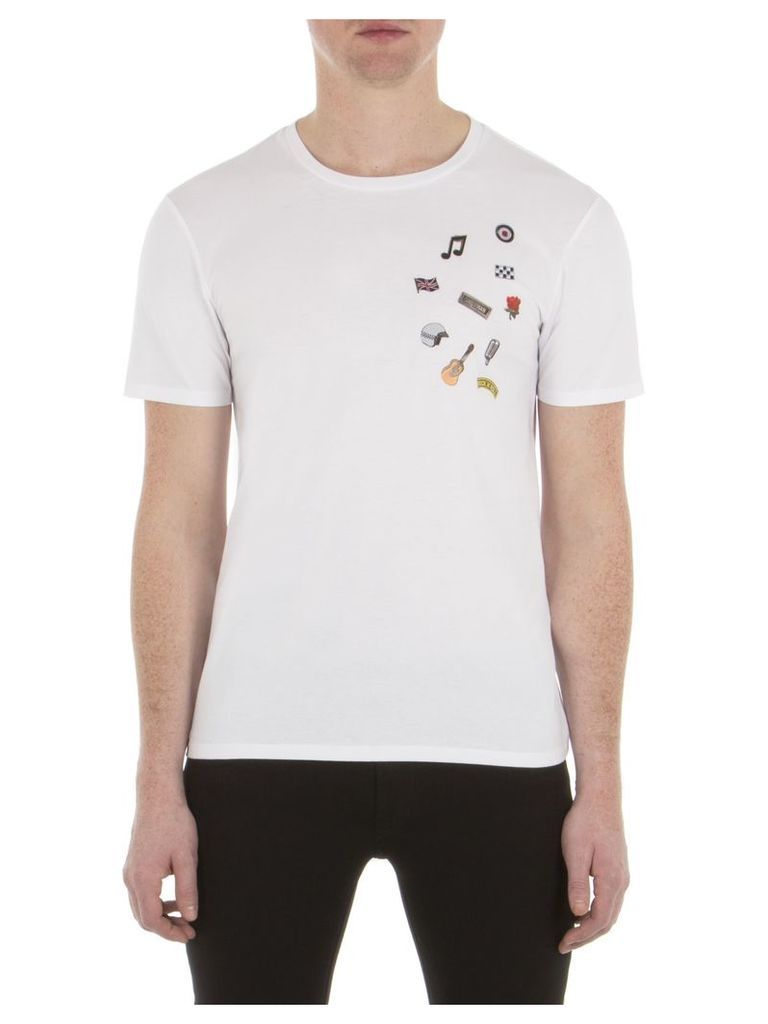Pin Badge T-Shirt XXS A47 Bright White