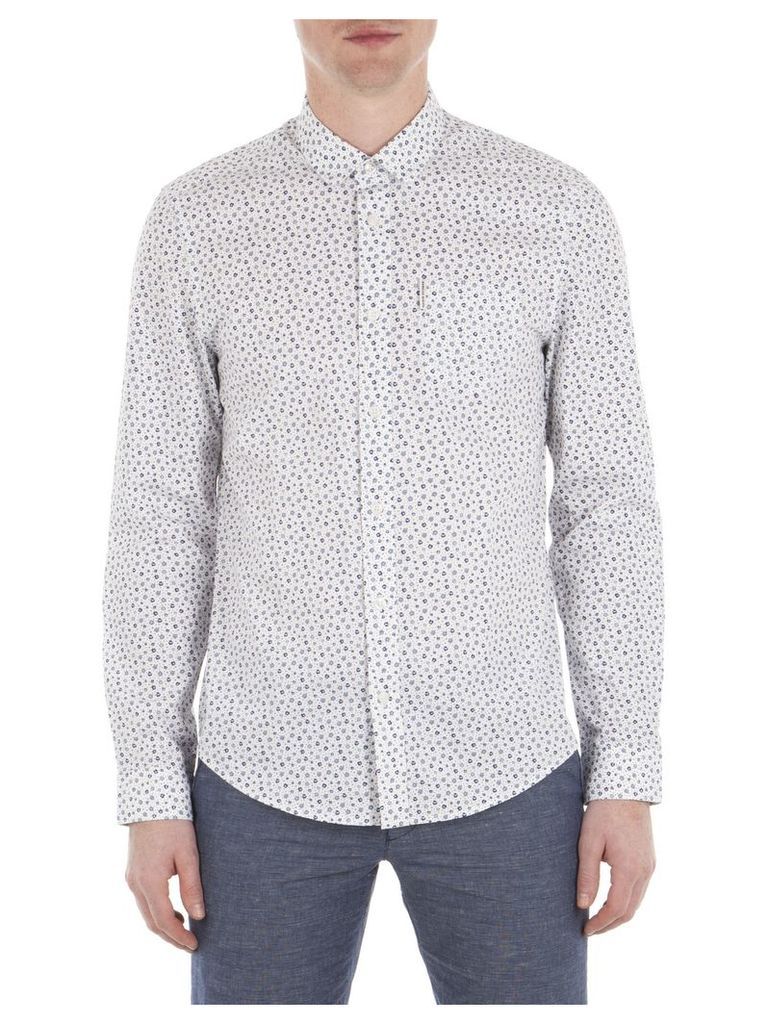Long Sleeve Micro Floral Shirt XXS A47 Bright White