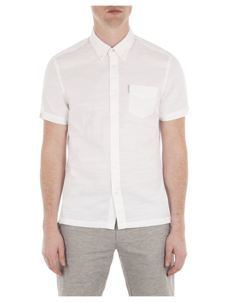 Short Sleeve Slub Twill Shirt XXS A47 Bright White