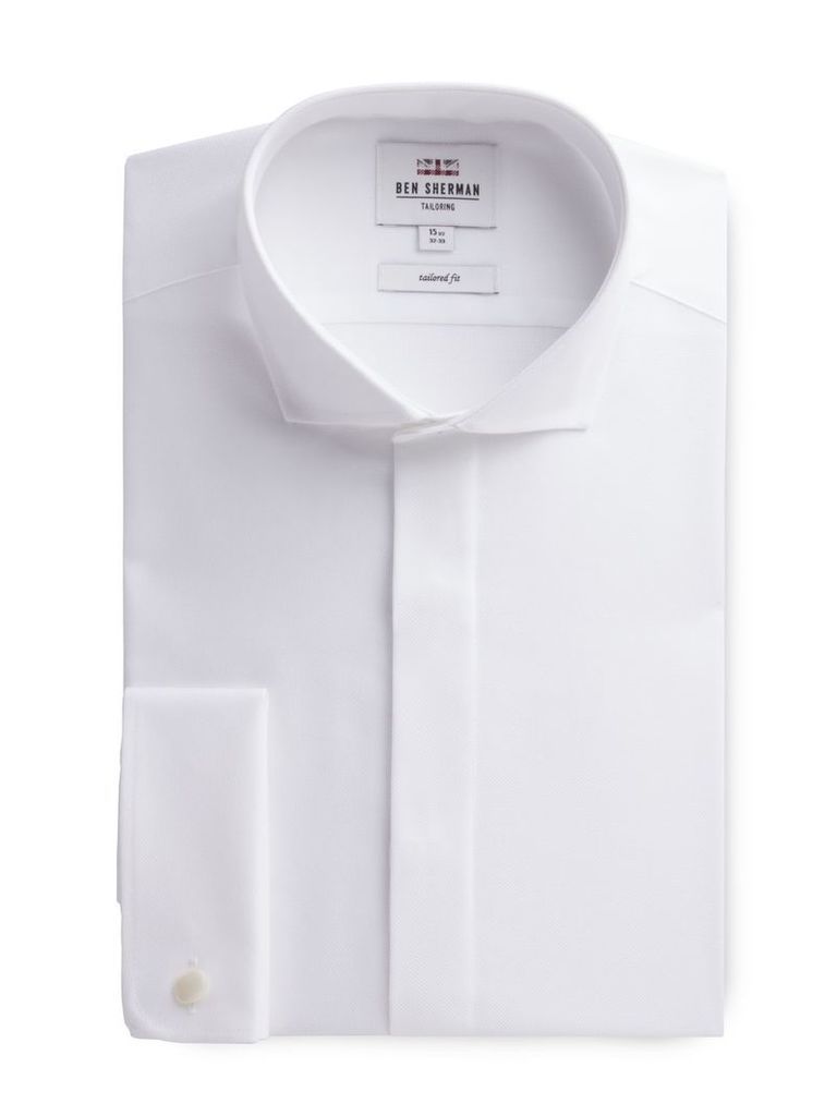 Long Sleeve White Textured Formal Shirt 18 White