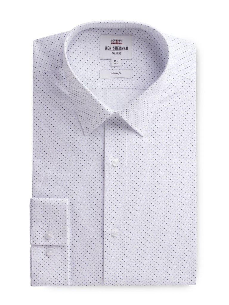 Long Sleeve Spot Print Formal Shirt 18 White