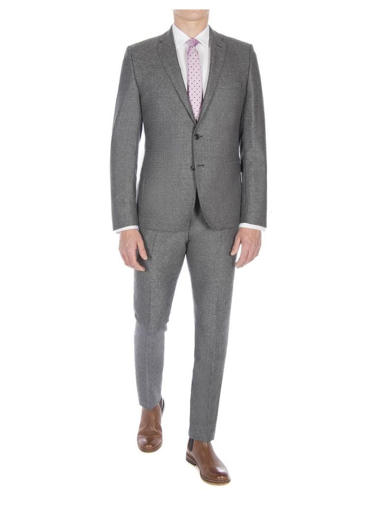 Smoked Grey Textured Jaspe Suit Jacket 48R Grey