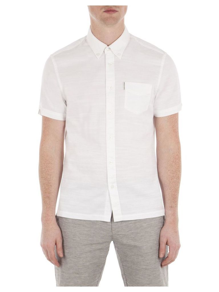 Short Sleeve Slub Twill Shirt XS A47 Bright White
