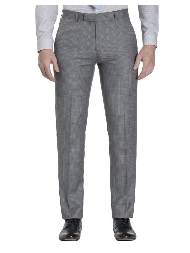 Smoked Grey Windowpane Check Camden Fit Trouser 48S Grey
