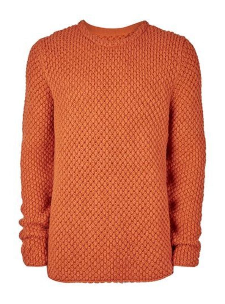 Mens LTD Orange Oversized Chunky Knit Jumper, Orange