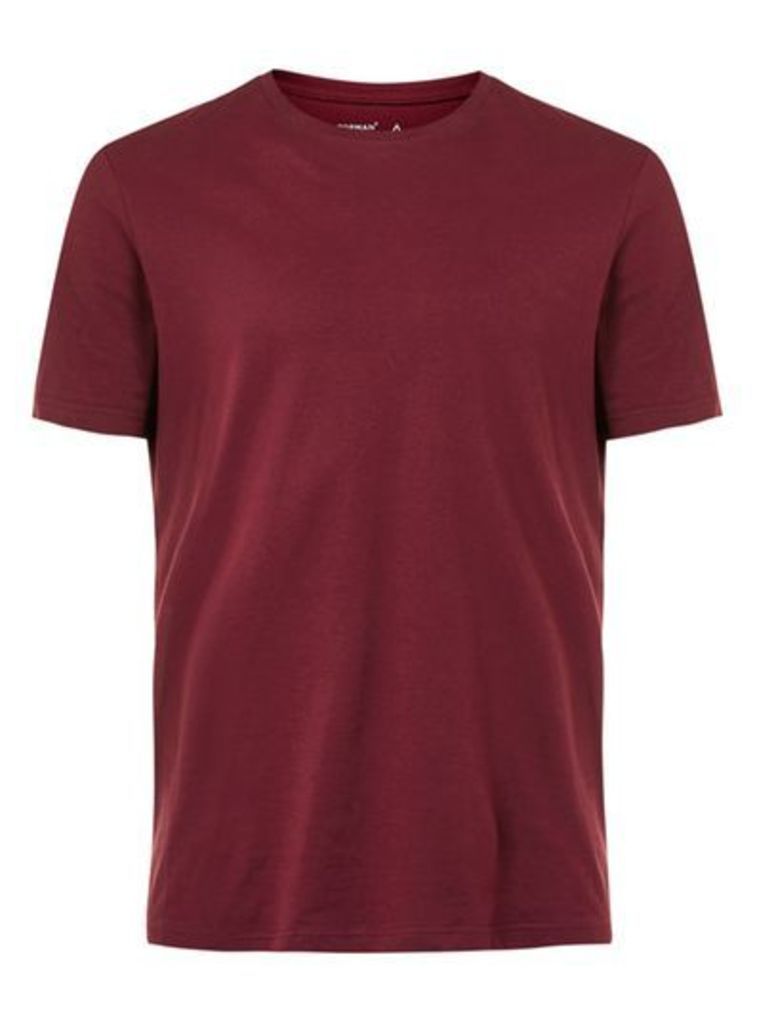 Mens Red Burgundy Crew Neck T-Shirt, Red