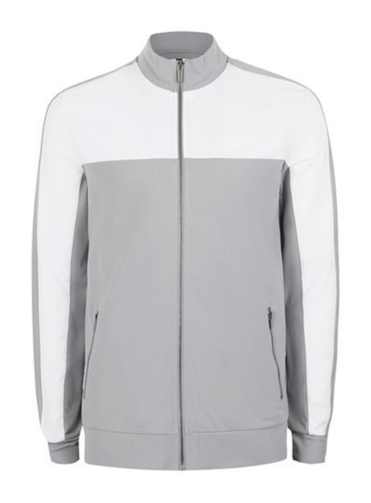 Mens Mid Grey Grey and White Track Top, Mid Grey