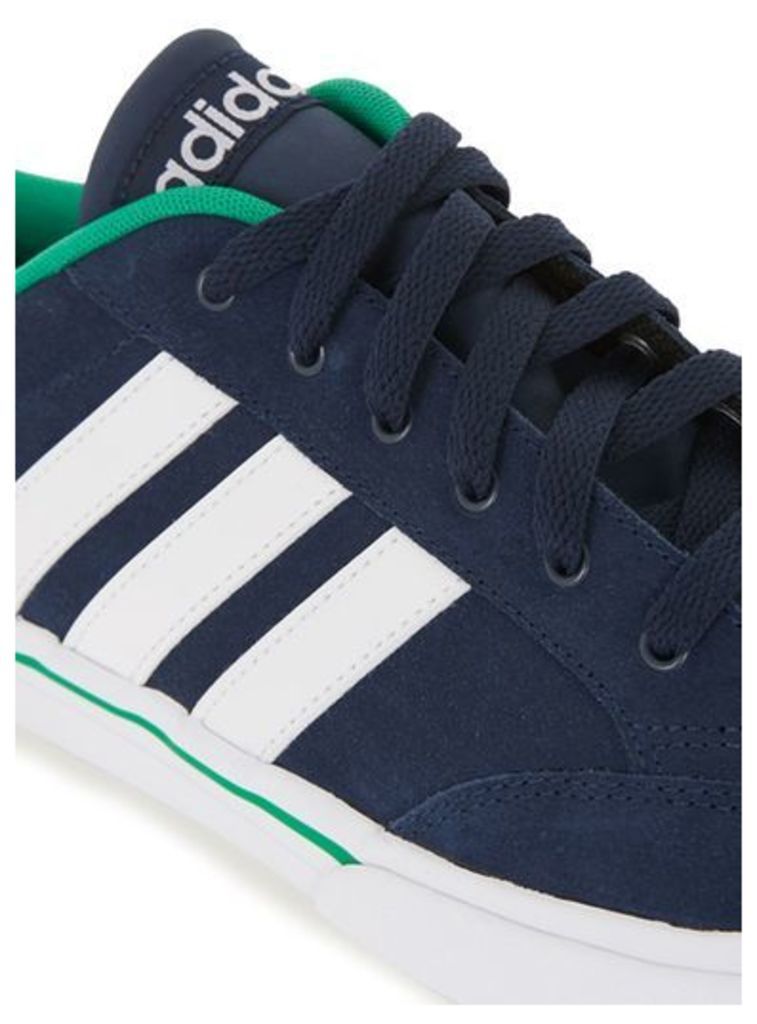 Mens Blue Adidas Navy, Green and White Stripe GVP Trainers, Blue