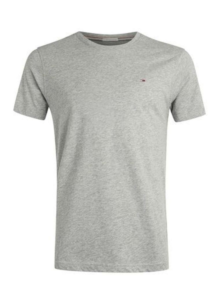 Mens Mid Grey HILFIGER DENIM Grey Logo T-Shirt, Mid Grey
