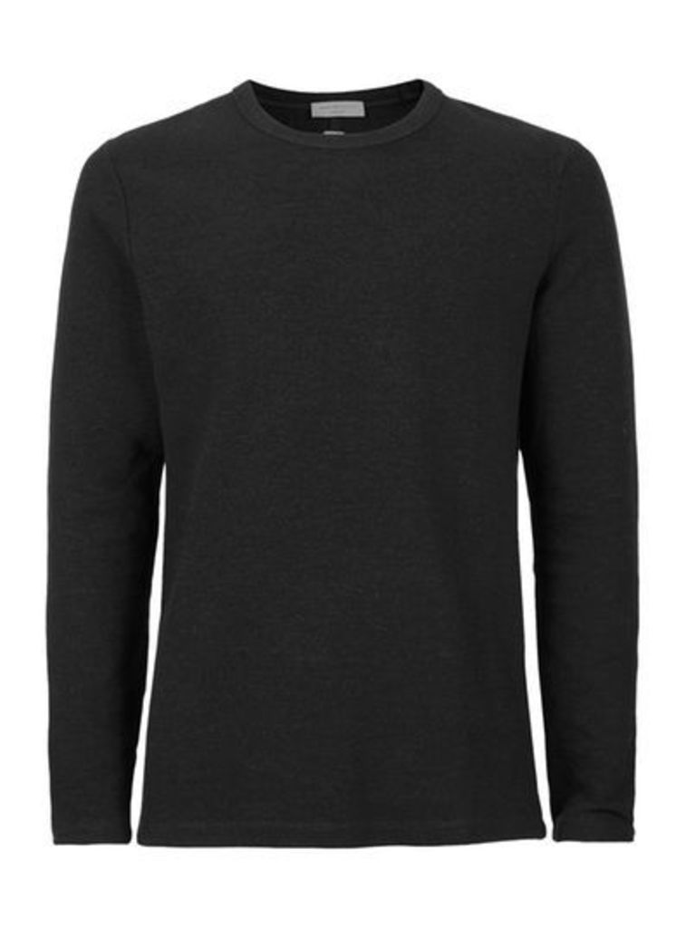 Mens SELECTED HOMME Dark Grey Crew Neck Jumper, Grey