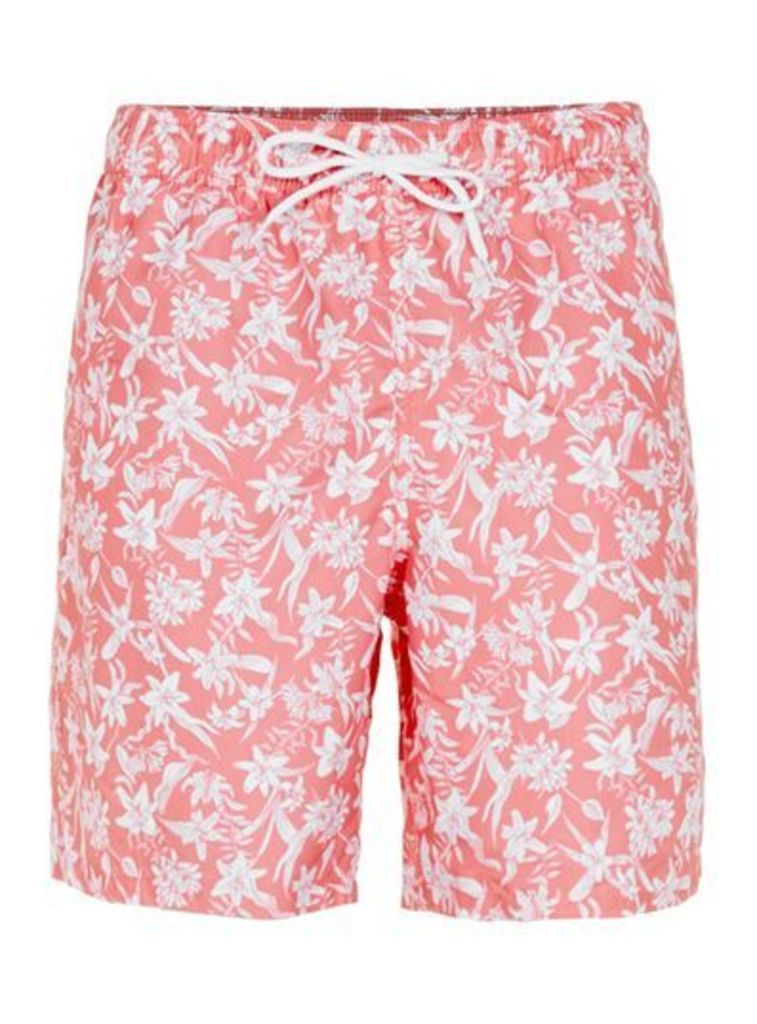 Mens Pink Floral Board Shorts, Pink