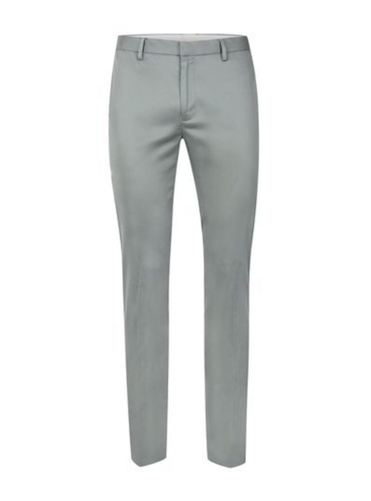 Mens Mid Grey Grey Ultra Skinny Fit Smart Trousers, Mid Grey