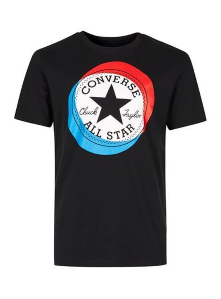 Mens Black CONVERSE Logo Print T-Shirt, Black