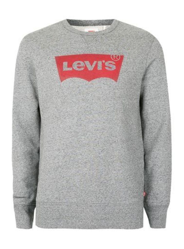 Mens LEVI'S Grey Marl Logo Sweatshirt, Grey