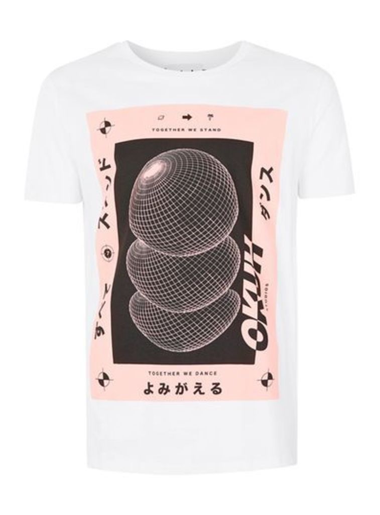 Mens OKUH White And Pink Together We Stand Print T-Shirt, Pink