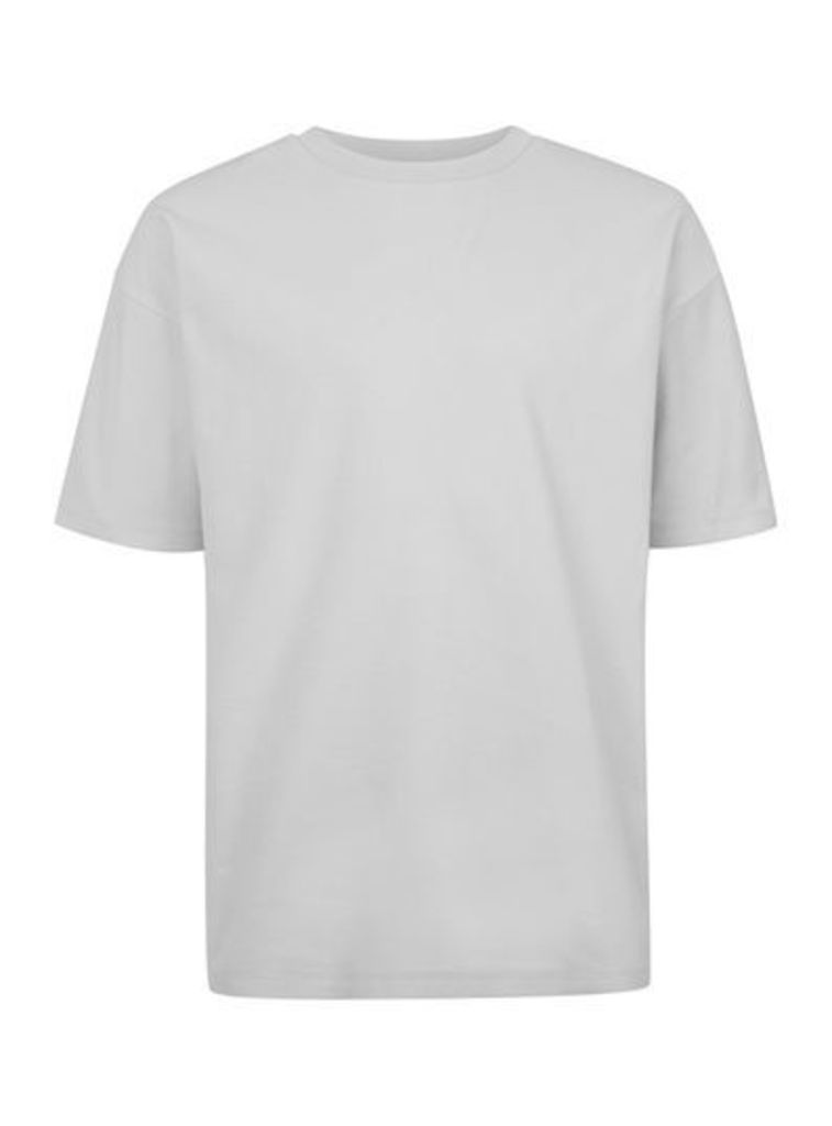 Mens LTD Grey Textured Oversized T-Shirt, GREY